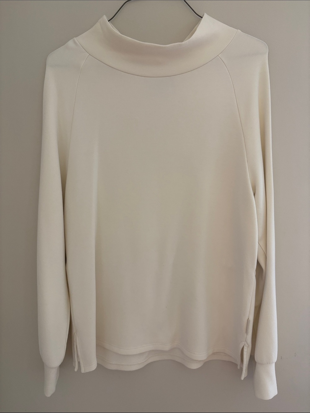 Varley Women's Cream Mock-Neck Pullover Sweatshirt Back Drawstring Size M